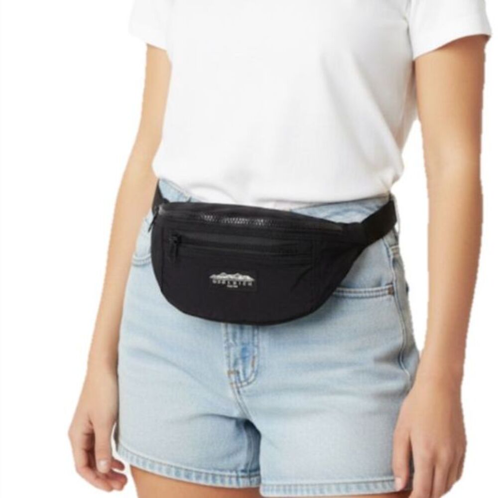 Woolrich Unisex Black Nylon Front Logo Fanny Pack Belt Bag